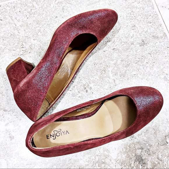 NEW Enjoiya Eleganza Pumps Leather Wine Block Heel Size EU 40 US 9 New w/o Box - Picture 13 of 13